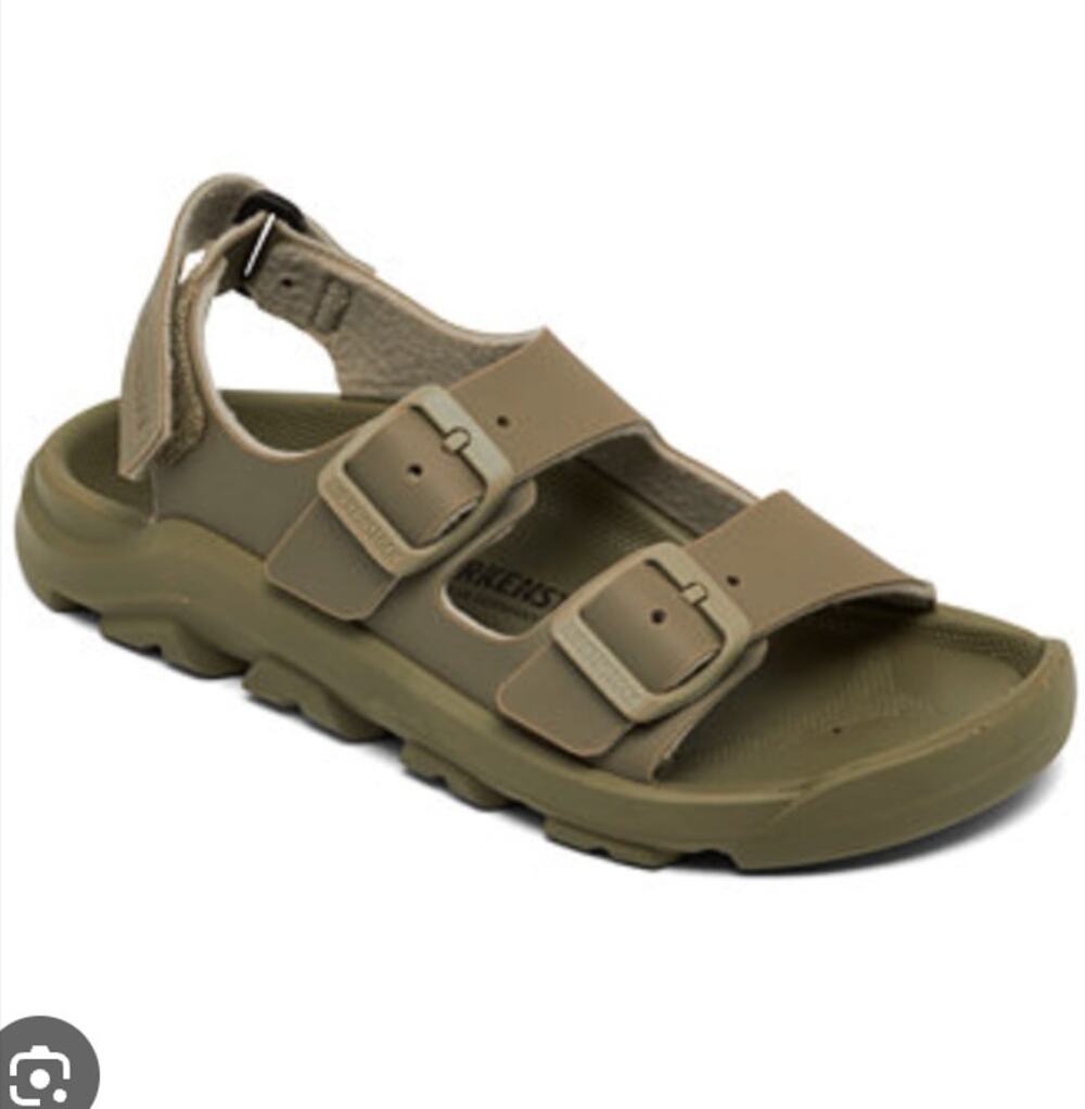 Birkenstock Mogami Birko-Flor Kids Sandals Olive Khaki Fastening Strap Size 2